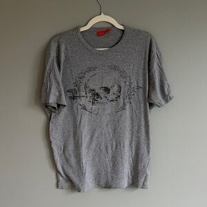 Hugo Boss Gray Crewneck Skull Graphic Tee
